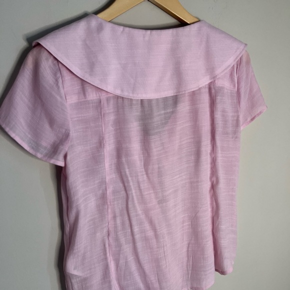3/$25 Maeve Anthropologie Baby Pink Tortoise Shell Blouse - Picture 6 of 10